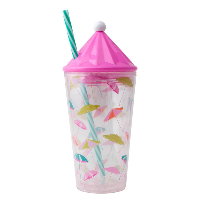 Umbrella Tumbler W/Lid & Straw - 16oz