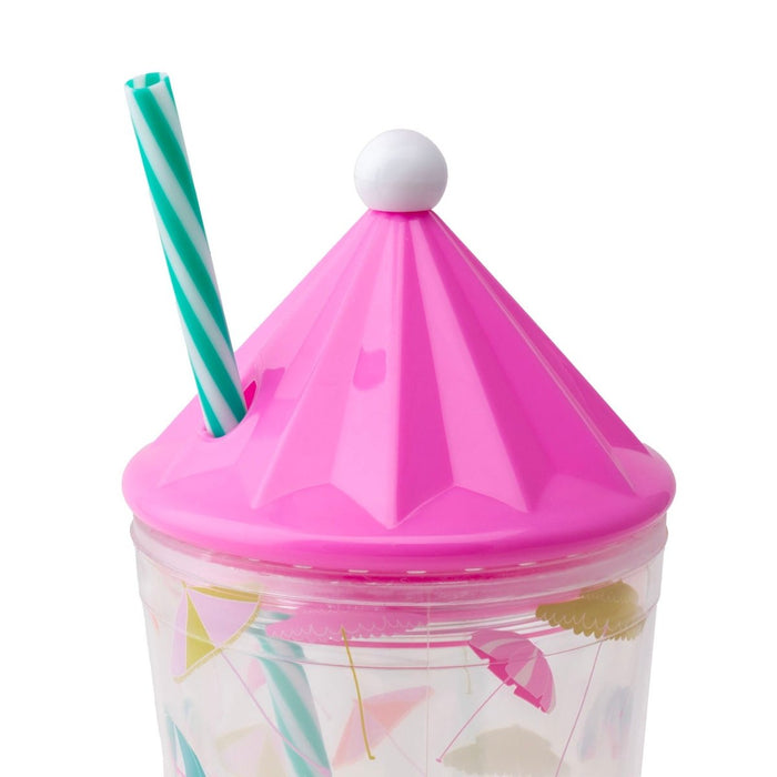Umbrella Tumbler W/Lid & Straw - 18oz