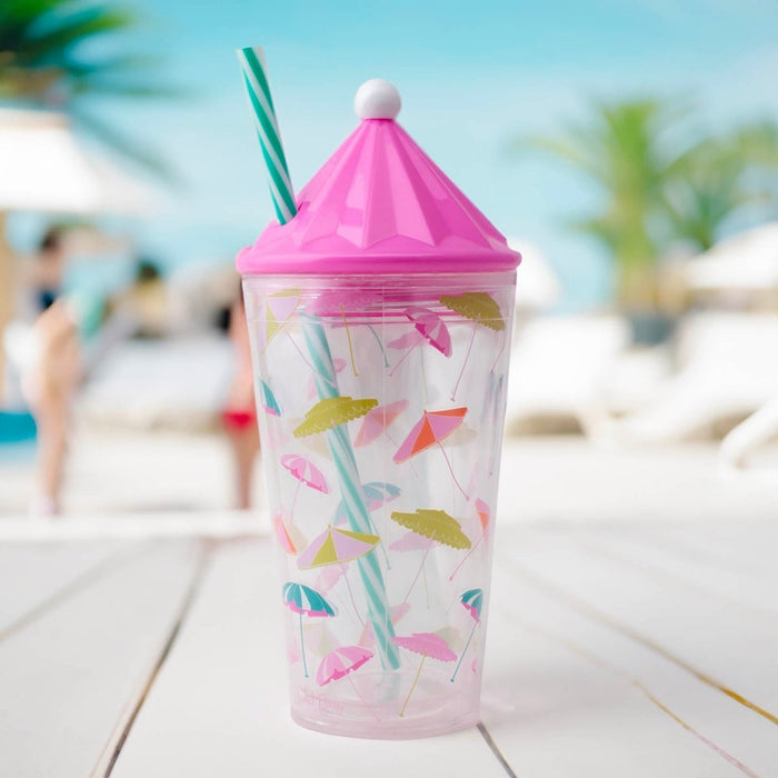 Umbrella Tumbler W/Lid & Straw - 18oz