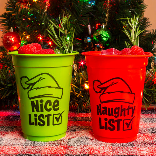 Naughty or Nice List Reusable Plastic Cups - 16oz - 50 pack