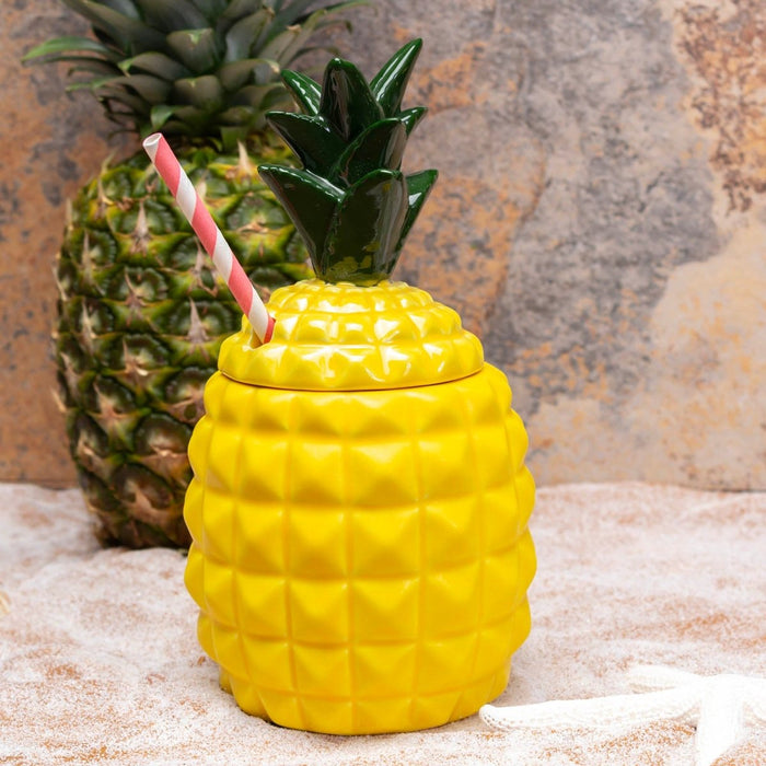 BarConic® Tiki Drinkware - Ceramic Pineapple with Lid - 20 ounce