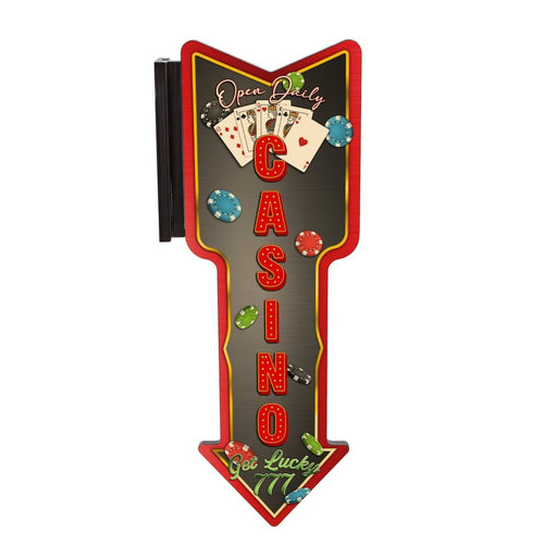 Vertical Hanging Wooden Arrow Sign Plaque Casino Theme Handcrafted in the USA