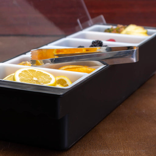 Condiment Holder / Fruit Tray - 6 Pint w/ Flat Lid - black