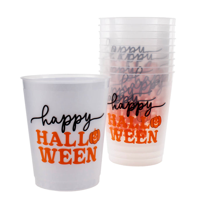 Stackable Reusable Tumblers - Happy Halloween Print (Set of 10) - 16 ounce