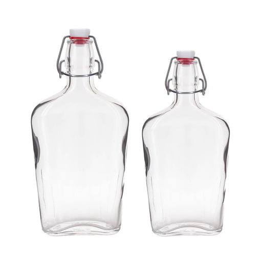 Flask Glass Bottle w/ Swing Top - Available in 8.5 or 17 ounce