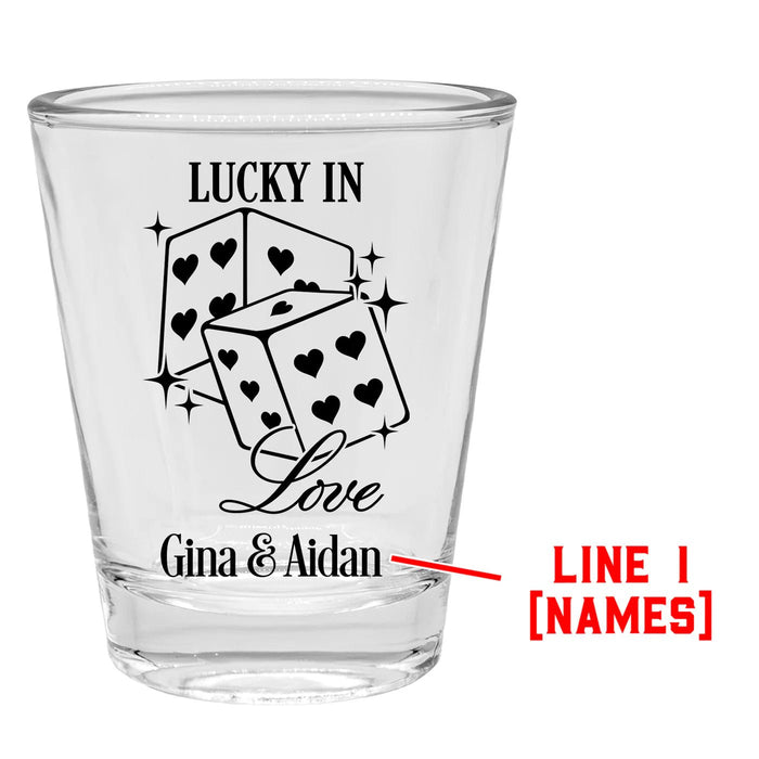 Customizable - 1.75oz Clear Shot Glass - Lucky in Love - 12 Count