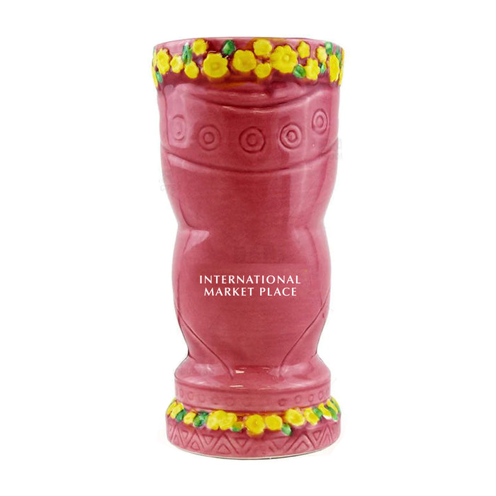 Imprinted BarConic® Tiki Drinkware - Pink Flower Goddess - 12 ounce