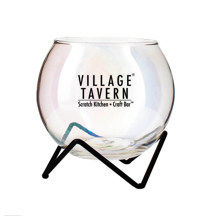 Imprinted Glass Iridescent Cauldron with Black Metal Stand - 13.5oz.