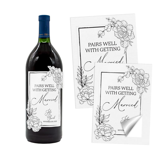 Wine bottle with a decorative label on a white background