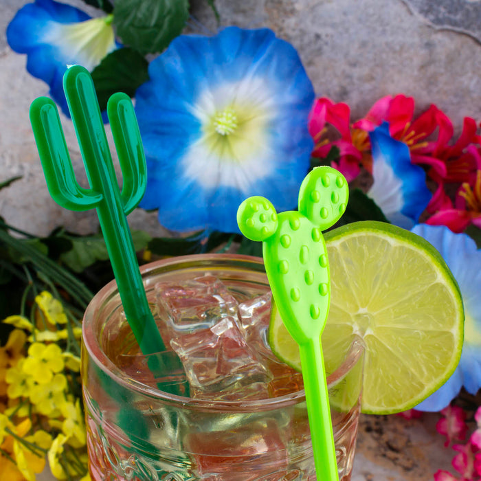 BarConic® Green Cactus Swizzle/Stir Sticks - 100 pack