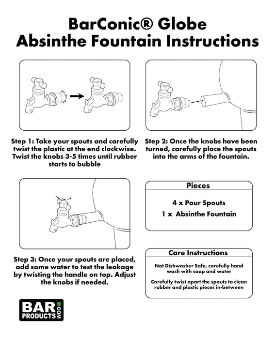 BarConic® Globe Absinthe Fountain - 4 spout