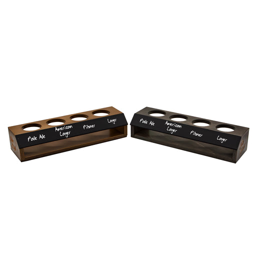Beer Flight Tray With Angled Chalkboard both stain options and holds 4 Glasses