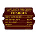 Sign with humorous pricing for telephone answering charges on a white background