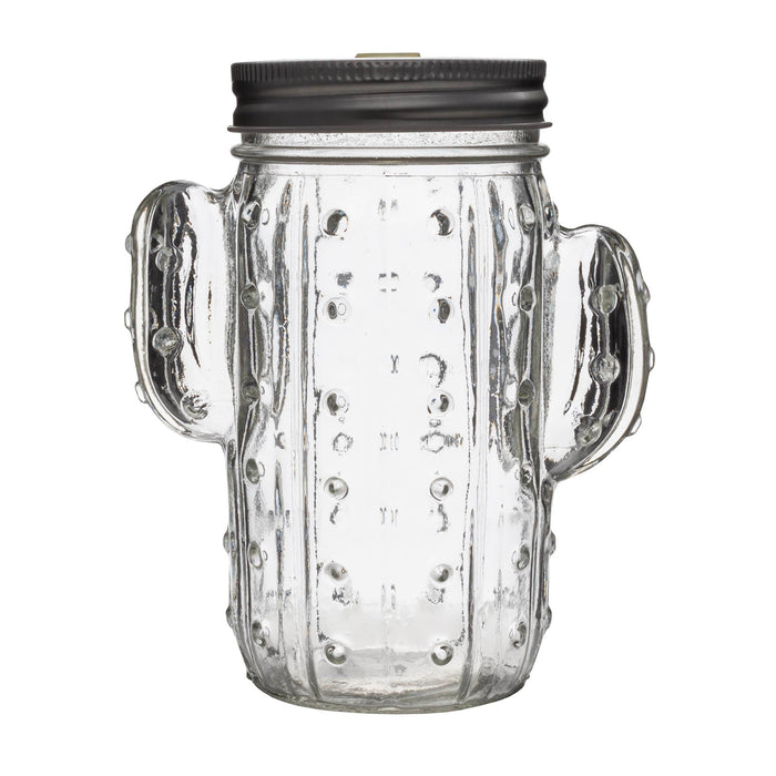 BarConic® Cactus Mason Jar Glass - W/ Lid