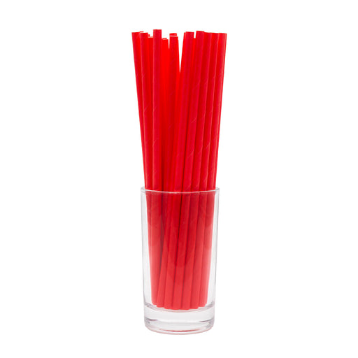BarConic® "Eco-Friendly" Paper Straws - 7 3/4" Red - Packs of 100