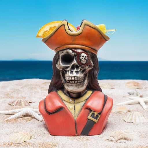ceramic skeleton pirate tiki mug 