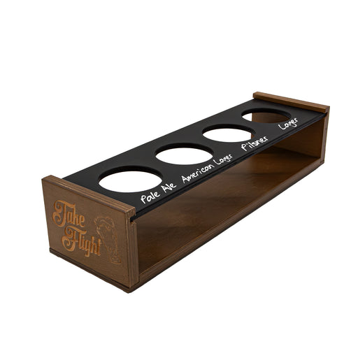 Beer Flight Tray With Chalkboard Top  Walnut Stain holds 4 Glasses