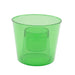 Green plastic cup on a white background