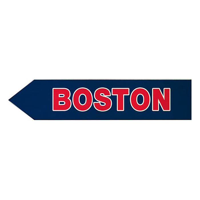 Directional sign with 'BOSTON' text on a white background