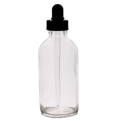 Boston Round Craft Bartending Bottle w/ Dropper - Clear 4oz