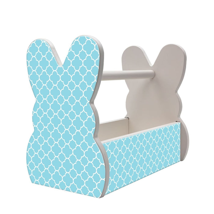 Wooden Bunny Basket - Tile Pattern - Blue