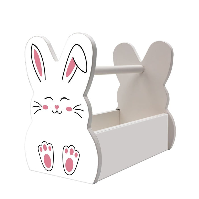 Wooden Bunny Basket - Bunny Face - White Bunny Face
