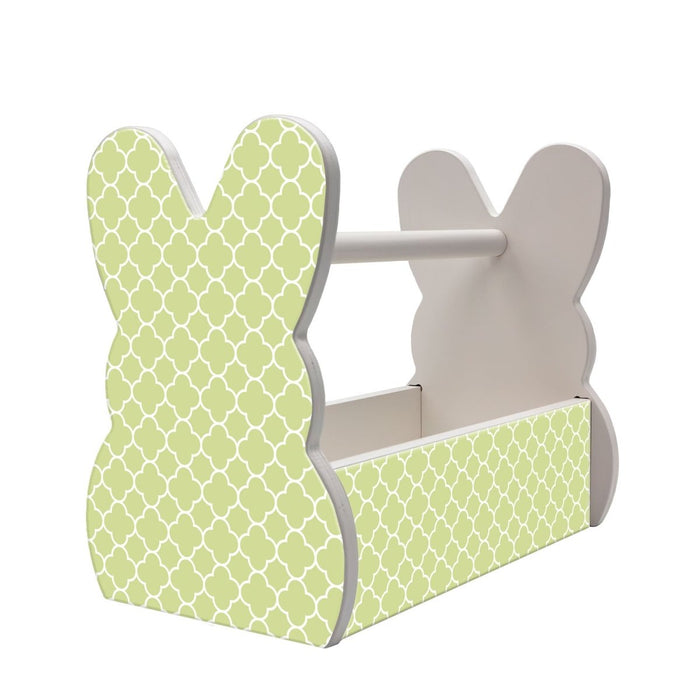 Wooden Bunny Basket - Tile Pattern - Green
