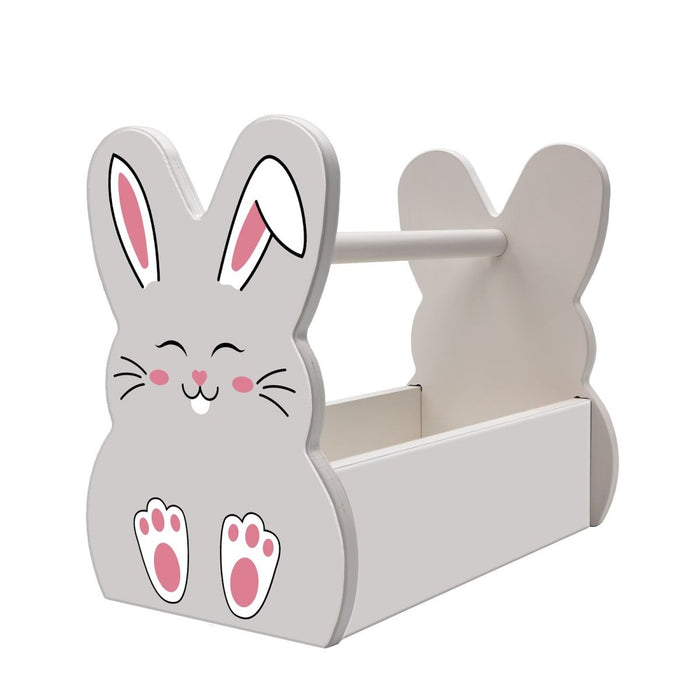 Wooden Bunny Basket - Bunny Face - Grey Bunny Face