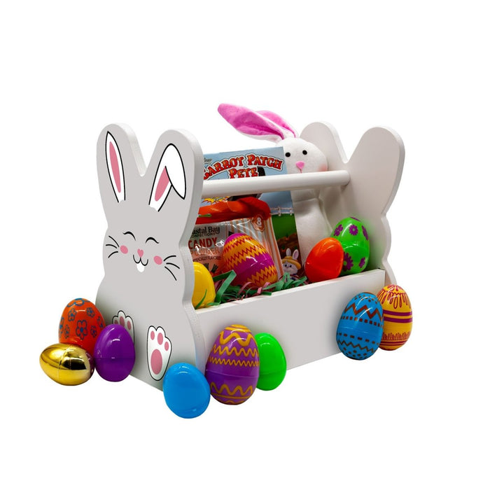 Wooden Bunny Basket - Bunny Face - Grey Bunny Face