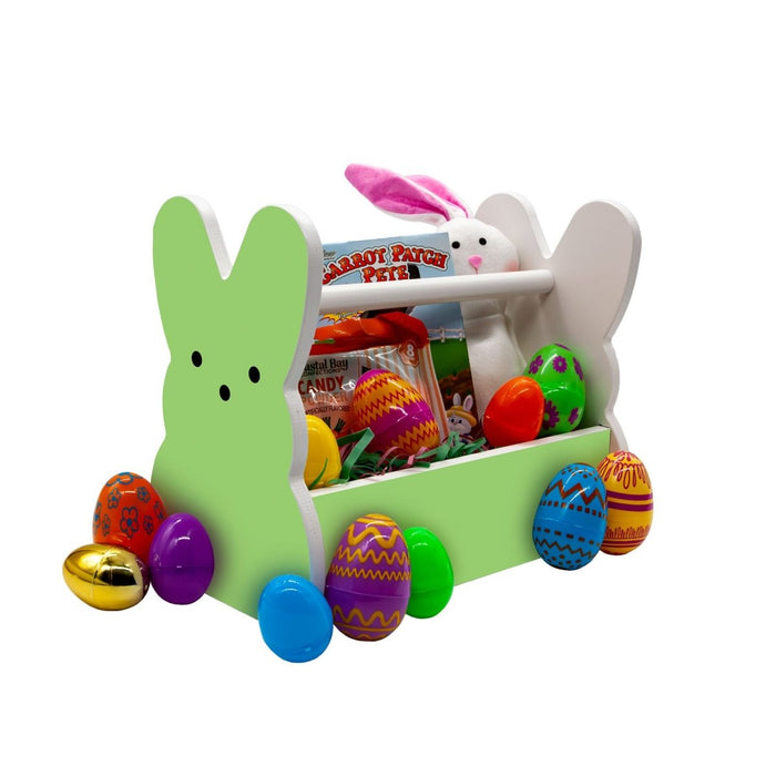 Wooden Bunny Basket - Marshmallow Bunny - Green