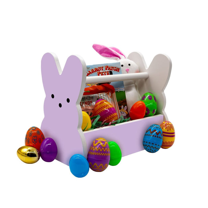 Wooden Bunny Basket - Marshmallow Bunny - Purple
