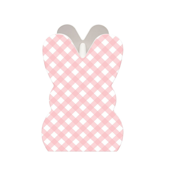 Wooden Bunny Basket - Plaid Pattern