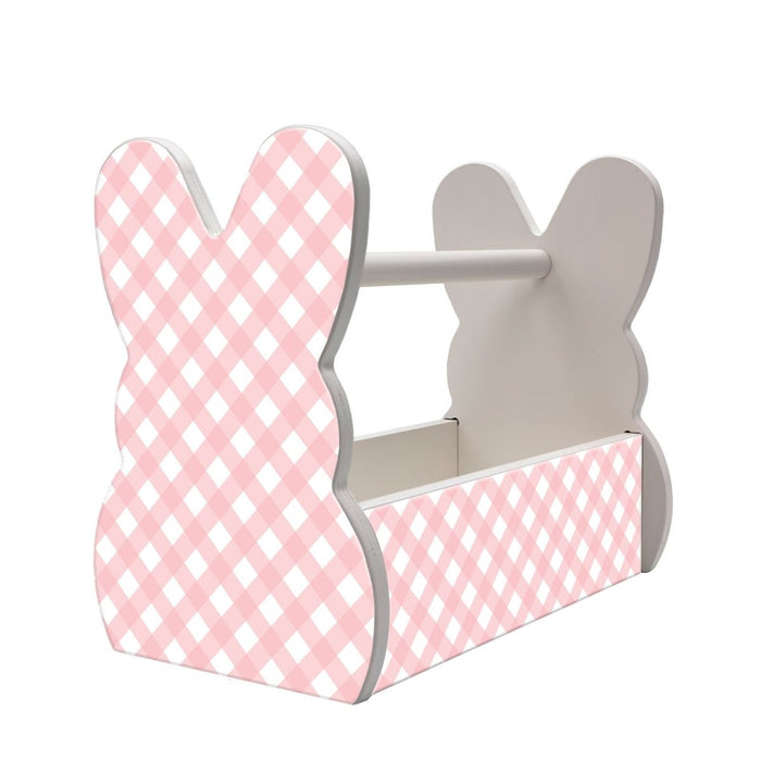 Wooden Bunny Basket - Plaid Pattern
