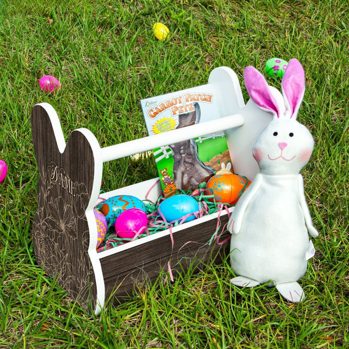 Wooden Bunny Basket - Customizable Floral