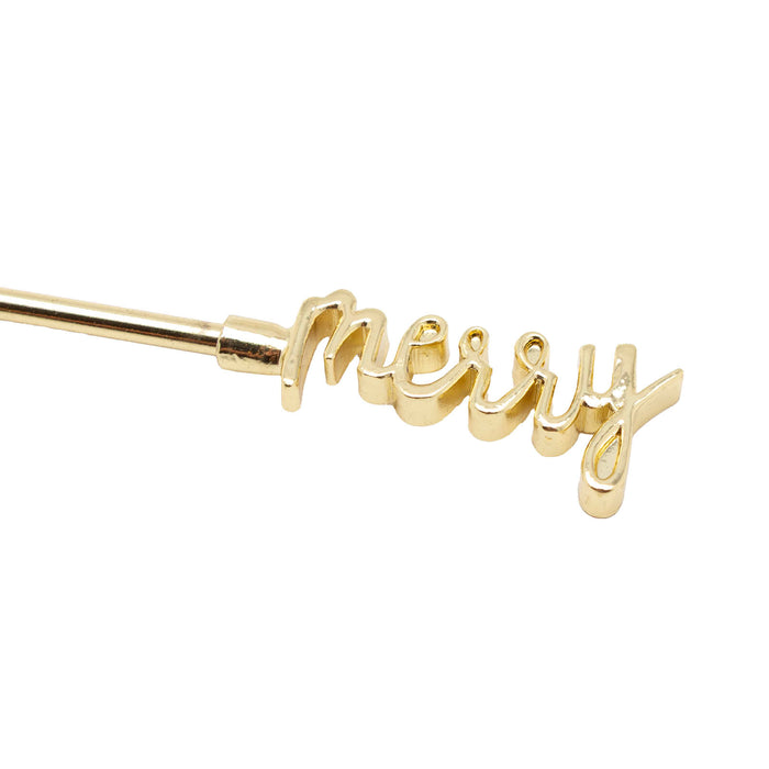 BarConic® 4 Piece "Merry" Cocktail Pick - Gold