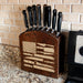 Laser Engraved Knife Block with knives Dark Stain Culinary American Flag Handcrafted in the USA with knives in kitchen