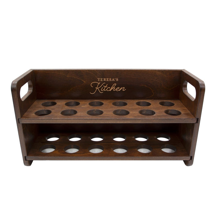 Wooden Egg Holder for 2 Dozen Eggs Dark Walnut Stain With Laser Engraving Customizable Farm Fresh Eggs Handcrafted in the USA empty