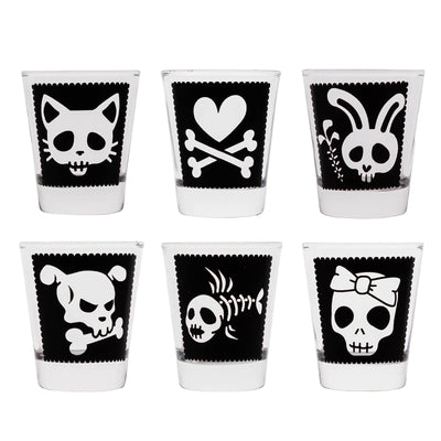 Printed Shot Glasses - Cutsey Skulls - 1.75 ounce