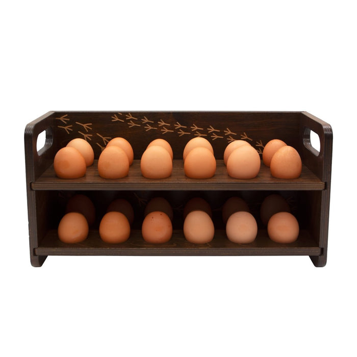 Wooden Egg Holder for 2 Dozen Eggs Dark Walnut Stain With Laser Engraving Local Egg Dealer Handcrafted in the USA with eggs