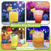 Four different cocktails with garnishes on a blurred bar and party background, featuring the brand 'Garnishmate'.