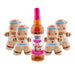 Bottle of Skinny Mixes gingerbread syrup with gingerbread man-shaped containers on a white background