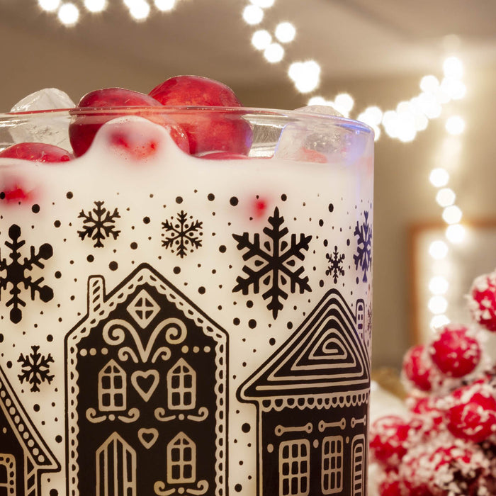 BarConic Christmas Collection Glassware - Gingerbread Town - 10 ounce
