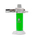 A portable torch lighter with a bright green body, white plastic top and base, and a silver metal nozzle, shown on a plain white background. The brand name 'NEWPORT' is printed on the green body.