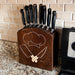Laser Engraved Knife Block with knives Dark Stain  Handcrafted in the USA in the kitchen 