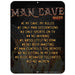 Man Cave Rules sign with text on a dark background