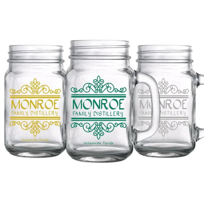 CUSTOMIZABLE - 16oz Mason Jar with Handle - Calligraphy - 12 Count
