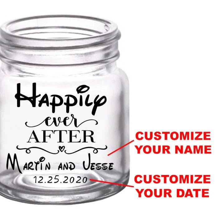CUSTOMIZABLE - 2oz Clear Mini Mason Jar Shot Glass - Disney - 12 Count