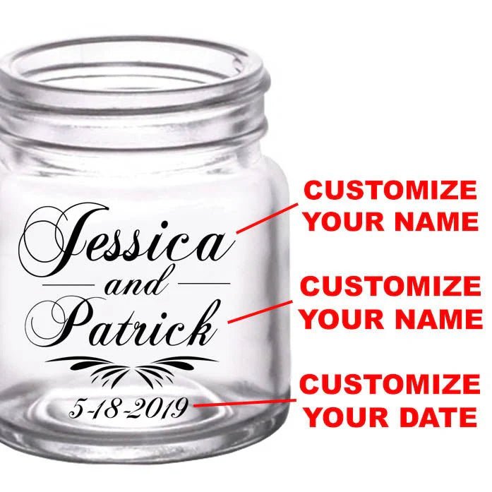 CUSTOMIZABLE - 2oz Clear Mini Mason Jar Shot Glass - Simplistic - 12 Count
