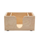Wooden bar top napkin caddy with two compartments for storage on a white background