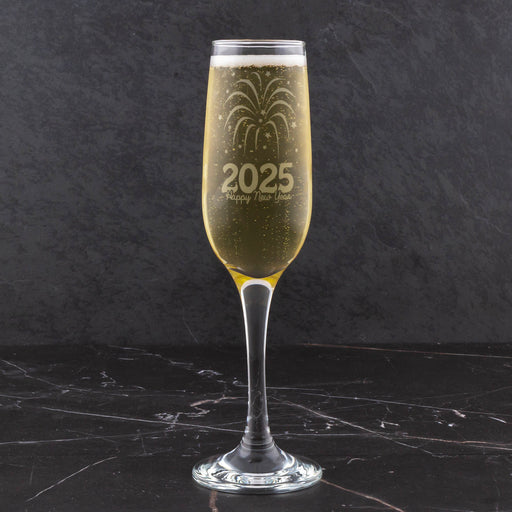 New Years Champagne Glass - 7.5oz Flute- 2025